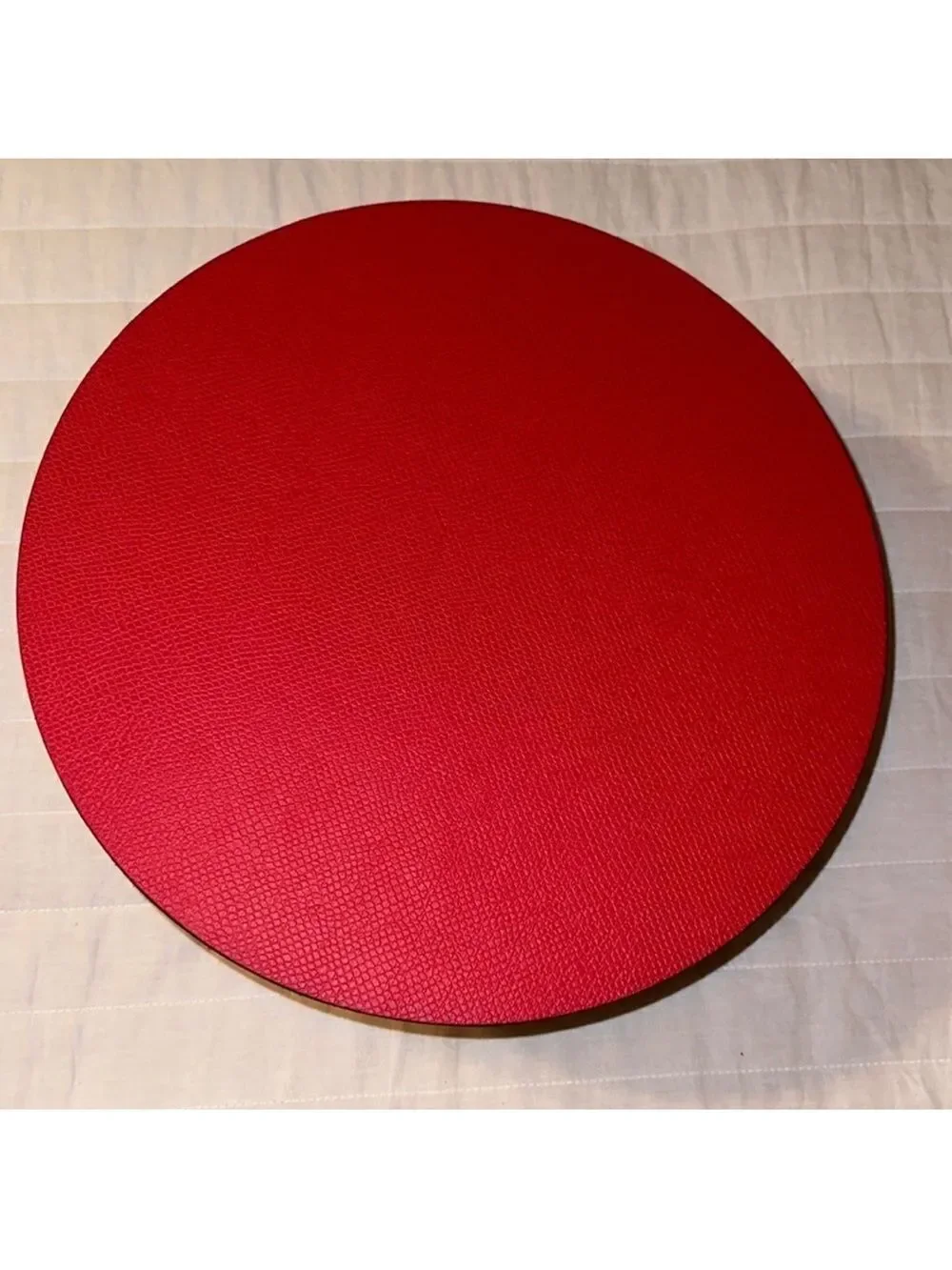 Tango Red Snakeskin Round Pebbled Faux Leather Vinyl Placemat set of 6